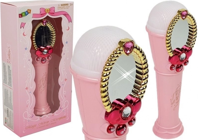 Magic pink microphone with mirror and lights, USB