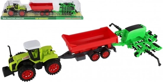 Traktor s prívesom a bránami pre deti