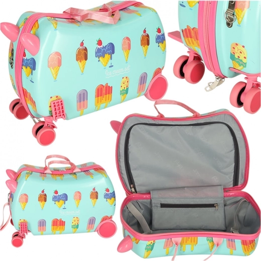 Valise de voyage pour enfants à roulettes avec motif glace