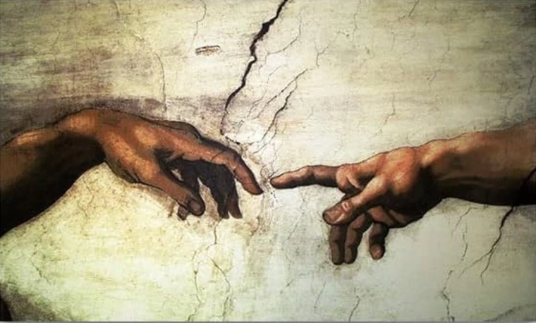 Peinture diamant La Création d’Adam – détail 30 × 40 cm