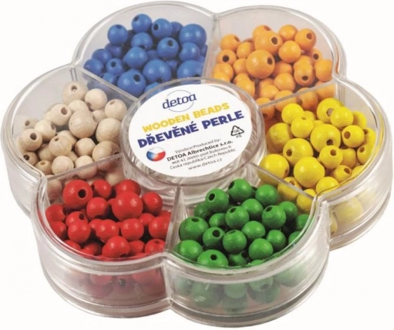 Detoa wooden beads in a flower – colorful creative threading set
