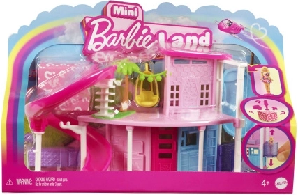 MATTEL mini BARBIE land dukkehus med dukke, kæledyr, elevator og pool