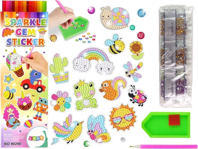 Set creativo di adesivi di diamante Animali e arcobaleno