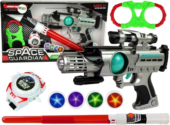 Ensemble d'armes spatiales Space Guardian avec pistolet laser et épée