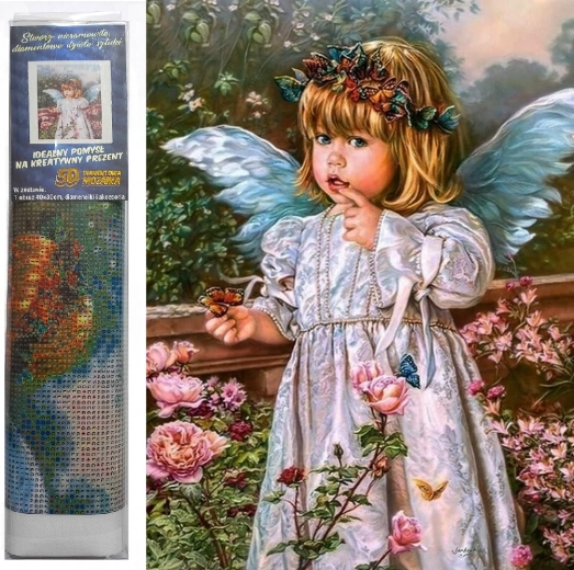 Diamond Painting Angel with Flowers 30x40 cm