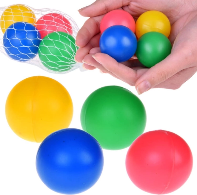bunte Kunststoffkugeln im Netz – Set mit 4 Stück