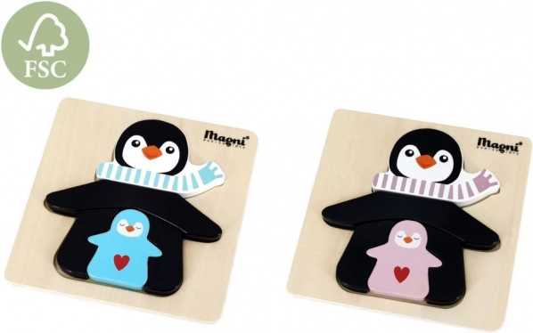 Wooden Penguin Puzzle with Chicks