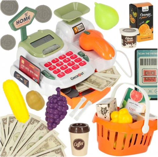 Kids' supermarket cash register with accessories 36 pcs