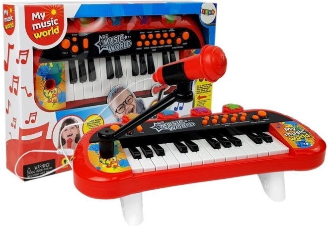 Dječji klavijaturi instrument s 24 tipki s mikrofonom USB – crveni