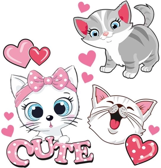 Cute Cats Iron-on Stickers Sheet
