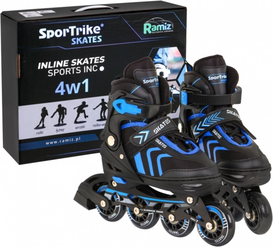 4-in-1 Kids Skates Set: inline, quad and ice – size 39–43 – Blue