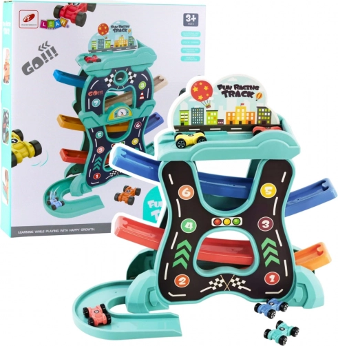 Educational racetrack with three-level ramps