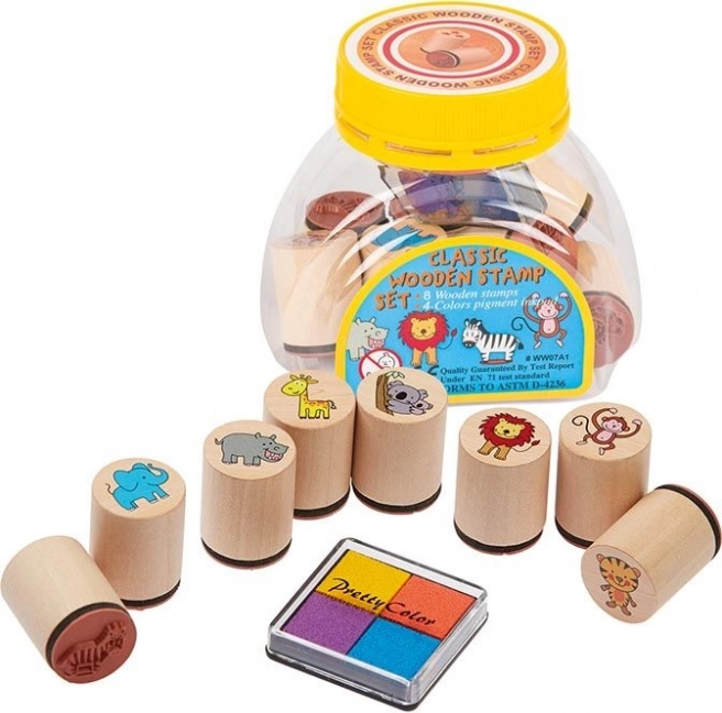 Goki set of 8 wooden stamps with ink