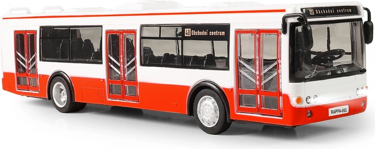 Autobus hovoriaci po česky 28 cm červený na spätný chod so svetlami a zvukmi