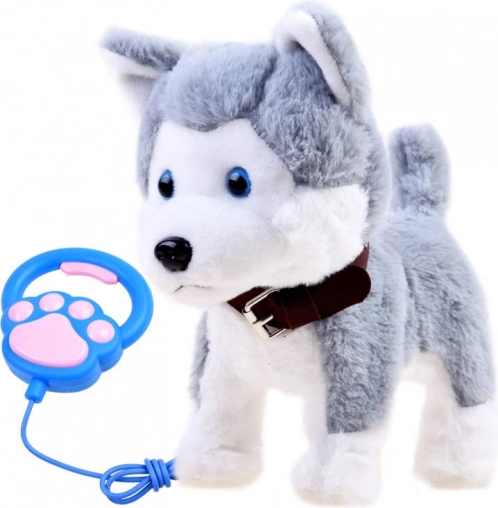 Interaktív plüss husky pórázzal és hangokkal