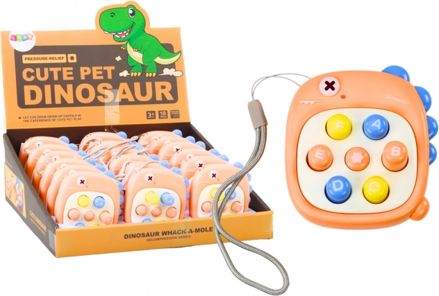 Interaktivt spil Whack A Mole med bogstaver orange dinosaur