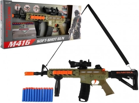 Kids' foam dart submachine gun with lights, sounds and vibrations – 60 cm, 12 darts