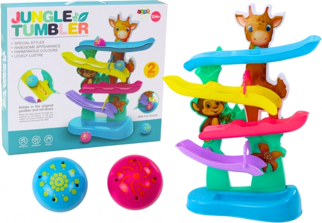 Colorful Ball Run Giraffe and Monkey with Sounds