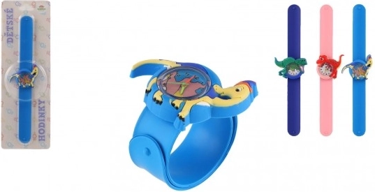 Children's self-winding dinosaur watch with silicone strap