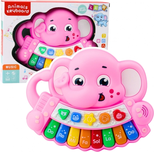 Piano interactif rose Éléphanteau – Mélodies, Gammes, Sons d’animaux