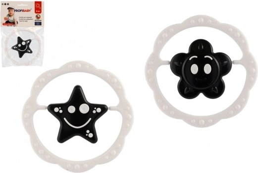 kunststof rammelaar en bijtring ring 12 cm, zwart-wit, vanaf 0 maanden