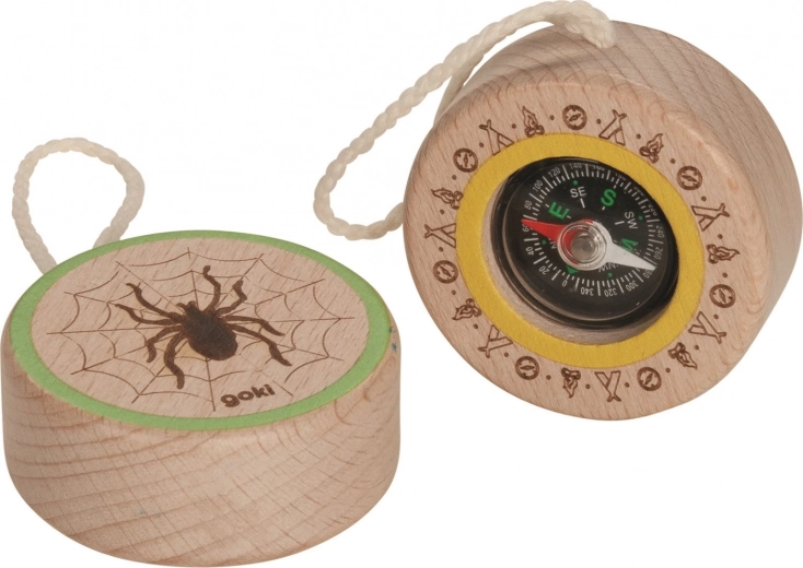 Wooden compass with spider motif GOKI