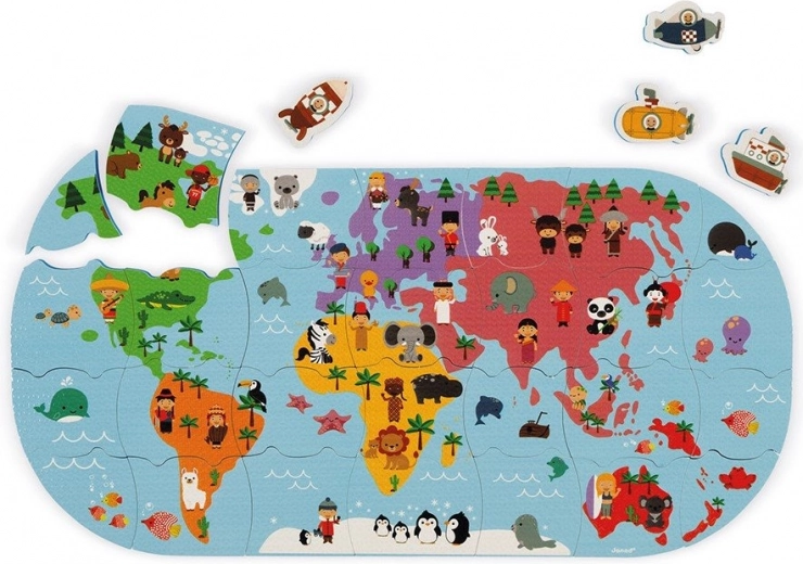 Hravá mapa světa do vany