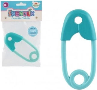 Plastic Turquoise Baby Rattle Shaped Like a Pin