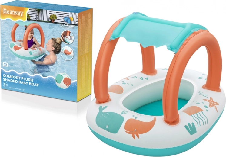 Bestway dziecięcy dmuchany ponton z odpinanym daszkiem comfort plush