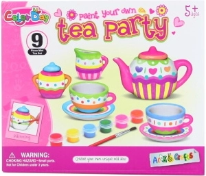 Painting a Ceramic Tea Set for Kids