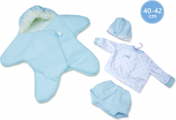 Kleding voor pop NEW BORN 40–42 cm – fleece ster, 3-delige set