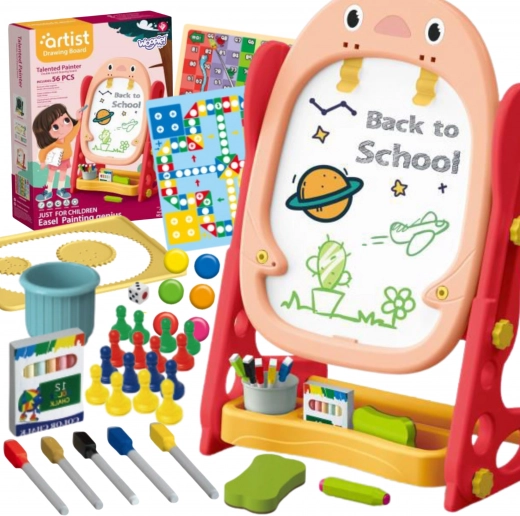 Woopie double-sided magnetic board for drawing and learning letters and numbers, 56 pieces