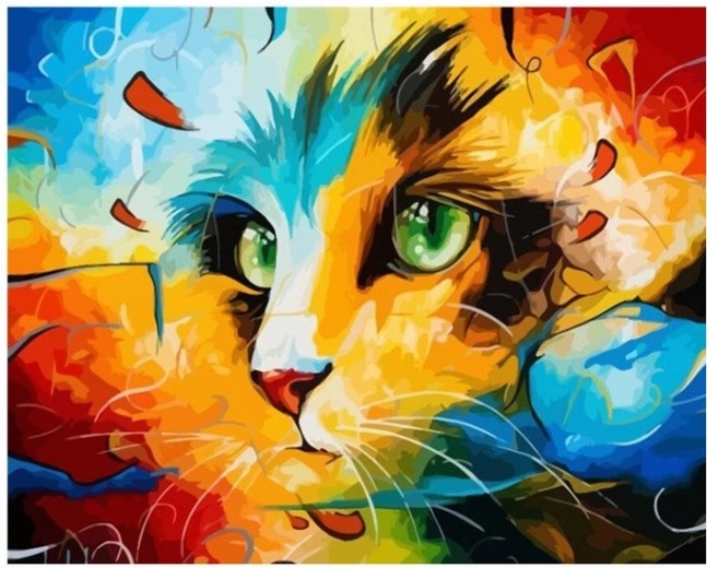 diamond painting abstract cat 30 × 40 cm