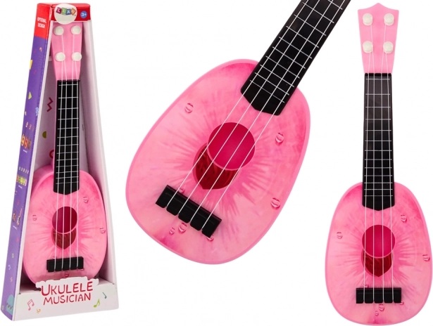 Children's Ukulele Mini Guitar 4 Strings Peach Pink Design