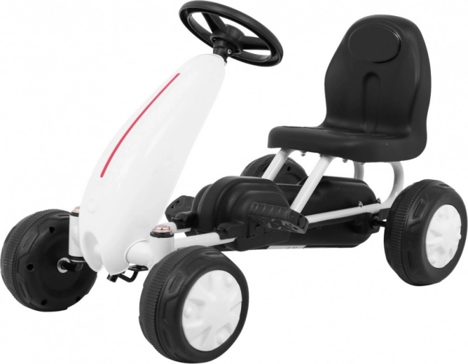 Children’s pedal go-kart with chain drive and rubber wheels – White