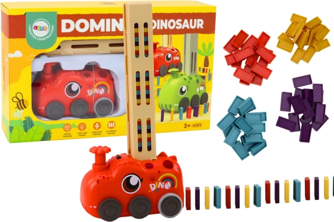 Red Dinosaur Battery Train Building Colorful Domino
