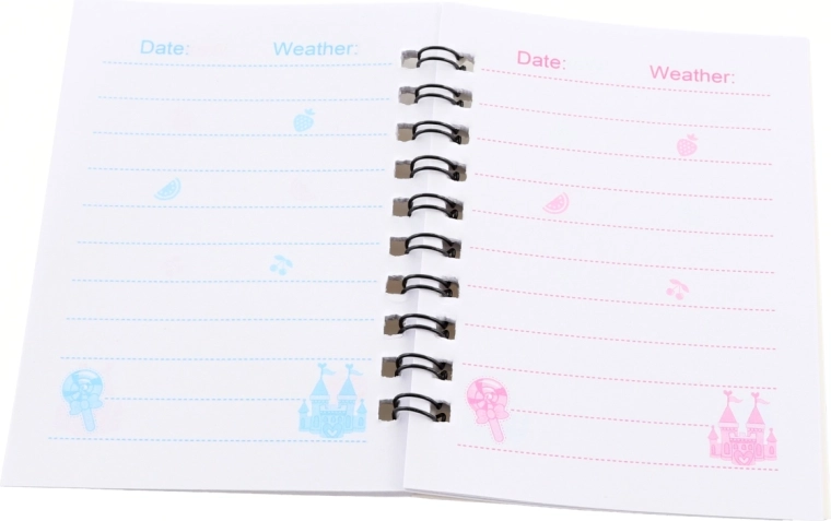 Lined pages with date and weather