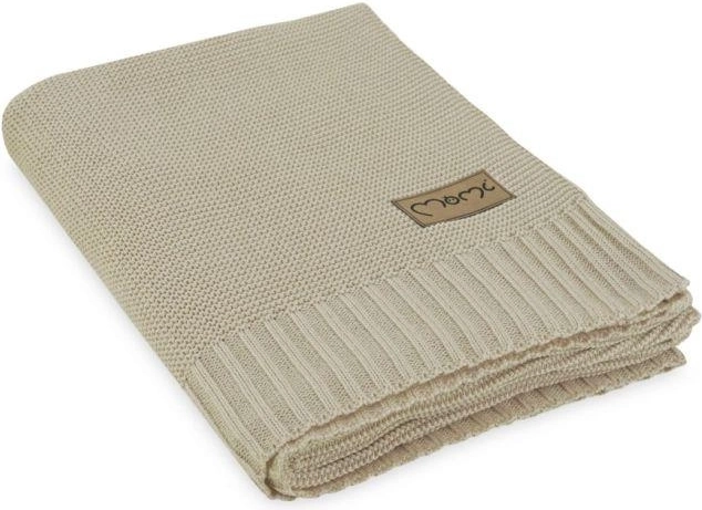 Copertina lavorata a maglia per bambini MoMi HUG beige
