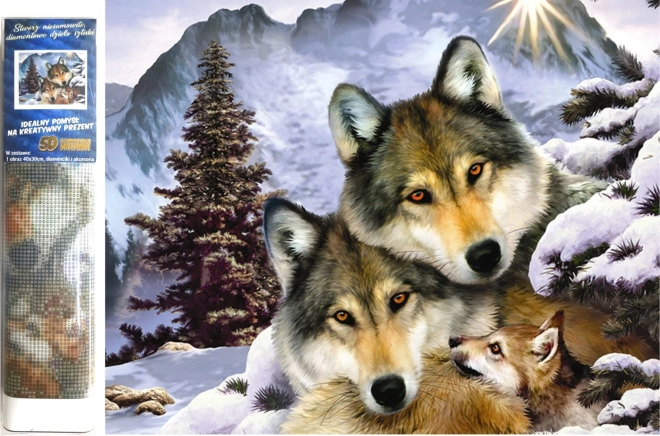 Norimpex diamond painting – Wolf Family 30 × 40 cm