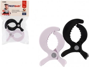 Black-and-white stroller clips, 2 pcs