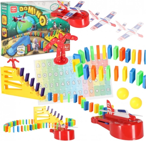 domino with airplane launcher – educational STEM building set