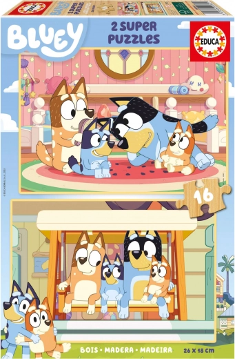 Wooden Puzzle Bluey 2x16 pieces by Educa