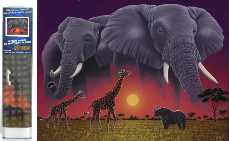 Diamond Painting Elephants on the Savannah 30x40 cm