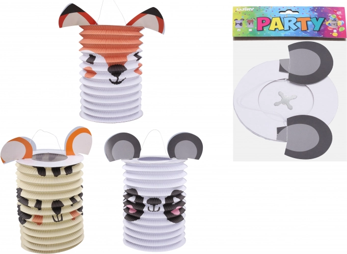 Lampion cylindre avec motif d'animaux 15 cm
