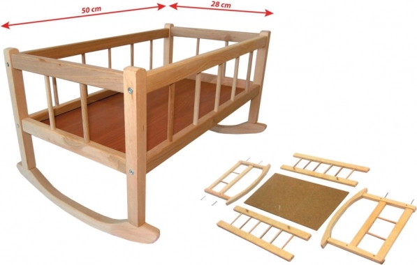Wooden Doll Cradle 50 × 28 cm