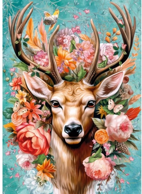 Deer in Flowers Puzzle 1000 Pieces