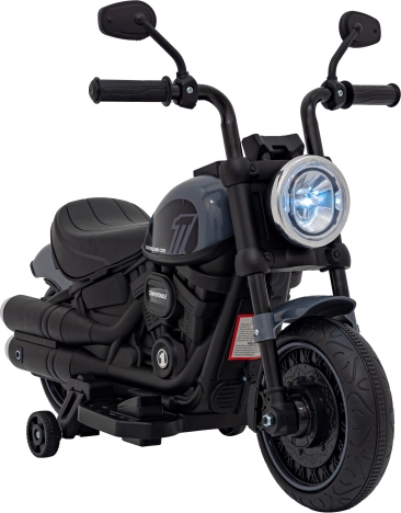 Kids’ Electric Motorcycle Chopper Faster with FM Radio, Audio Panel and LED – Gray