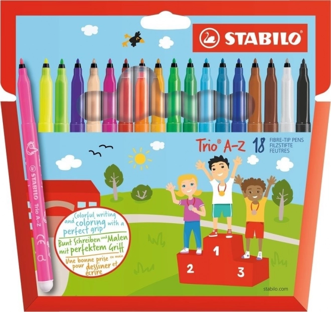 STABILO Trio A-Z fiber-tip pens – set of 18 colors