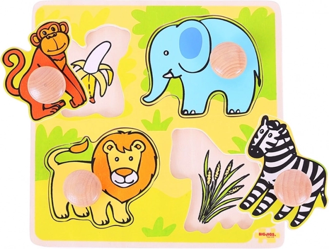 Bigjigs Toys il mio primo puzzle a incastro safari (in legno, 4 pezzi)