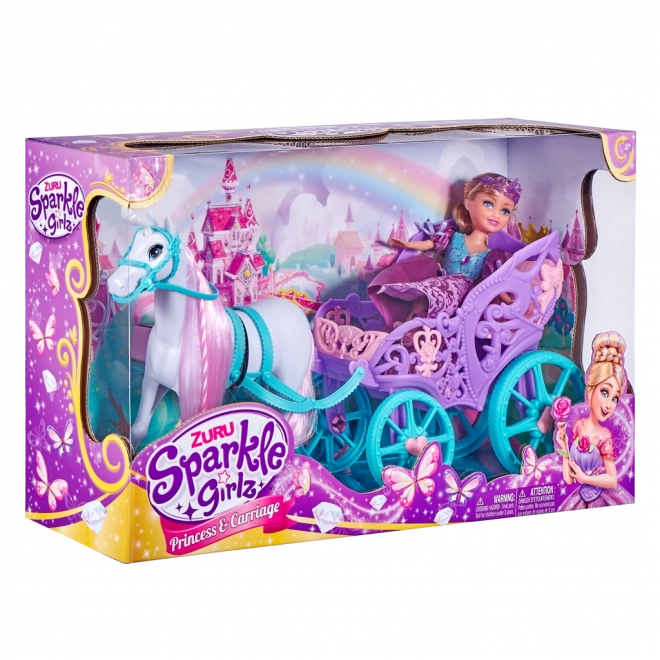 Princezná SPARKLE GIRLZ s koňom a kočiarom
